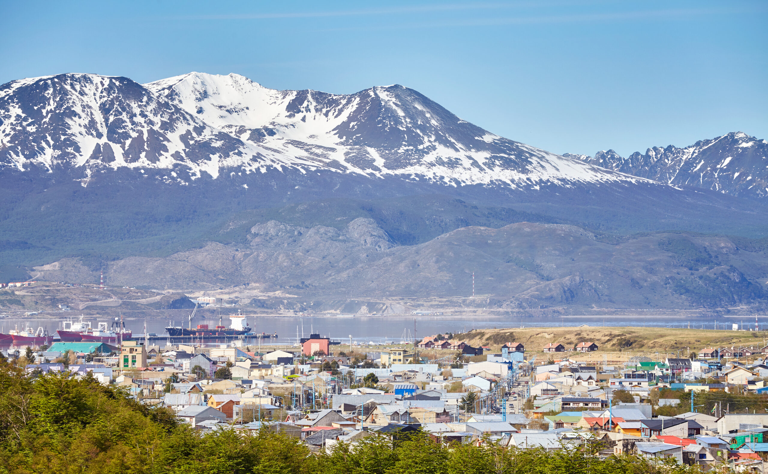 Ushuaia city, capital of Tierra del Fuego, commonly known as the southernmost city in the world, Argentina.